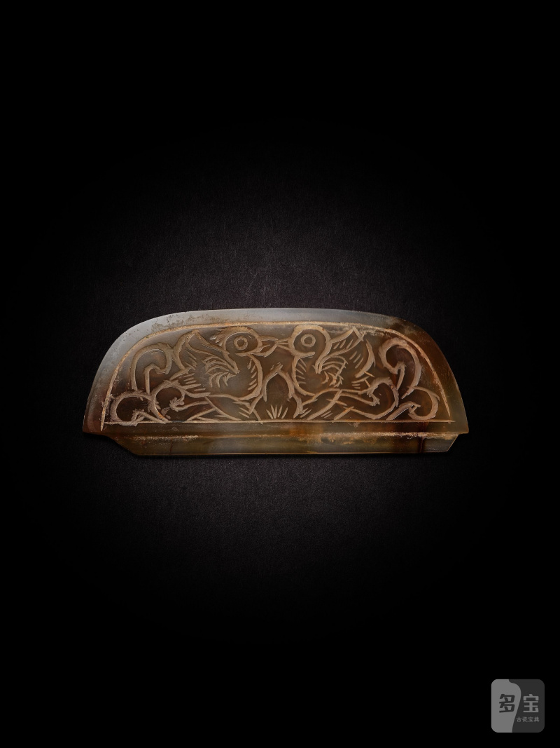 或唐　瑪瑙駌鴦梳背 | AN AGATE DOUBLE MANDARIN HAIR ORNAMENT